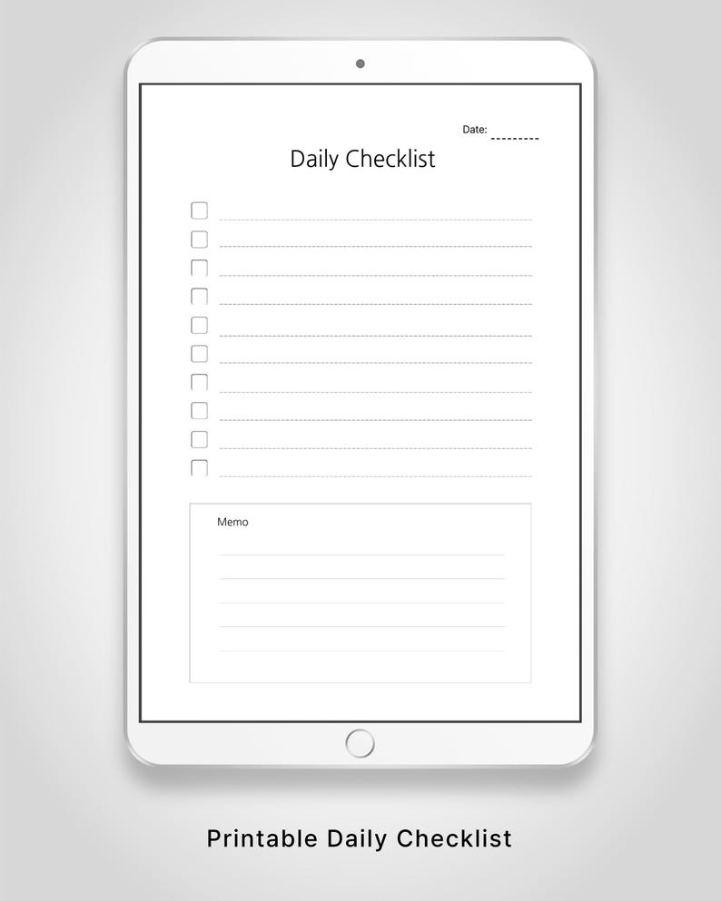Daily Checklist Printable, Minimal to Do List PDF, A4 Planner, Simple ...