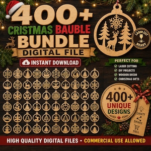 400+ SVG-Weihnachtskugel-Designs | Lasergeschnittene Ornamente (Digitaler Download)
