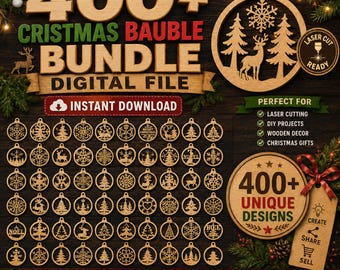 400+ Christmas Bauble SVG Bundle | Laser Cut Ornament Designs Christmas Oranaments Laser Cut(Digital Download)