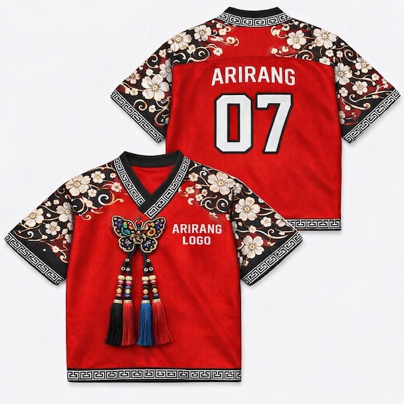 Kpop Music Word Tour Jersey, Personalized Arirang Hanbok Style Mesh Jersey, Kpop Merch for Fan, 2026 Concert Outfit (long ver), Print Tassel