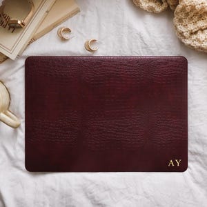 Dark Cherry Red Custom Leather MacBook Protective Case For MacBook Air 13" 15" Neo A3404 A3448 A3449 Pro 13" 14" 15" 16" 2026 M5 Cover Gift