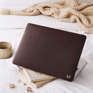 Dark Chocolate Brown Custom Leather MacBook Protective Case For MacBook Air 13" 15" Neo A3404 A3448 A3449 Pro A2338 13" 14" 15" 16" 2026 M5
