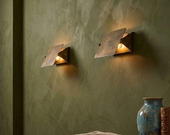 Handmade Solid Brass Wall Sconce, Modern Minimalist Geometric Lamp, Adjustable Industrial Light Fixture