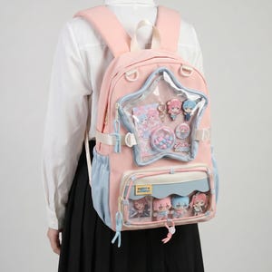 Kira the Star Window Ita Bag-ryggsäck – Itabag-ryggsäck med dubbla fickor, genomskinlig nålväska, kawaii Oshikatsu-väska