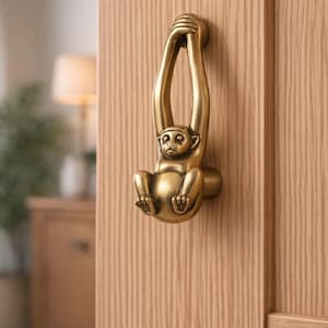 Tirador de armario con forma de mono vintage – Tirador de cajón con acabado de latón y forma de animal, detalle decorativo retro para muebles.