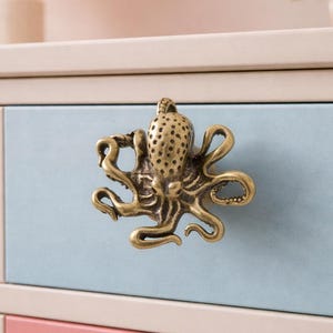 Massief messing octopusdeurkruk, nautische kastgreep, handvat Coastal Ocean Animal