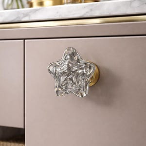 グレースタークリスタルガラスノブ、亜鉛合金キャビネットハンドル、モダンな引き出し取っ手