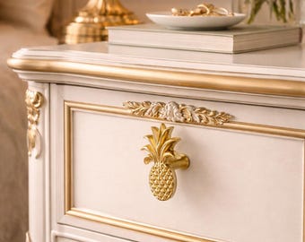 Pomello per mobile a forma di ananas in ottone massiccio / Maniglia di lusso dorata per cassetti / Maniglia rotonda per la casa - Rinnovamento d'arredo