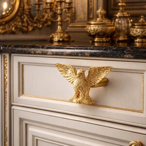 Massiver Messing Adler Knauf, Vintage Gold Schubladengriff, Retro Tiergriff