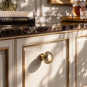 Antique Brass Cabinet Knob – Retro Zinc Alloy Drawer Pull Handle – Single Hole Furniture Pull