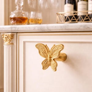 Vintage messing vlinderladegrepen, puur koperen kastgrepen, knoppen van zinklegering