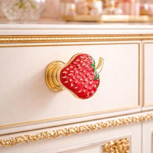 Tirador de cajón con forma de fresa, tirador de aleación de zinc para frutero, tirador de muebles de estilo rústico campestre.