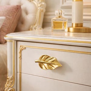 Puxador de gaveta em folha dourada – Puxador para armário em liga de zinco, ferragens para móveis em tom natural