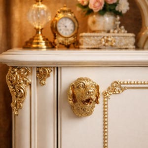 Tirador de cajón/armario de latón macizo con forma de perro / Tirador de decoración moderna y lujosa para el hogar