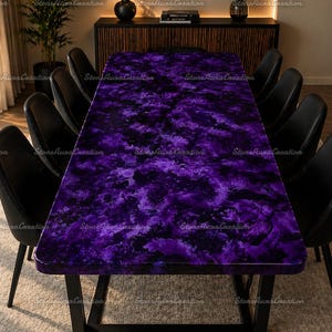Handcrafted Purple Resin Dining Table, Galaxy Epoxy Wood Table, Large Rectangular Dining Table, Modern Kitchen Table, Unique Furniture