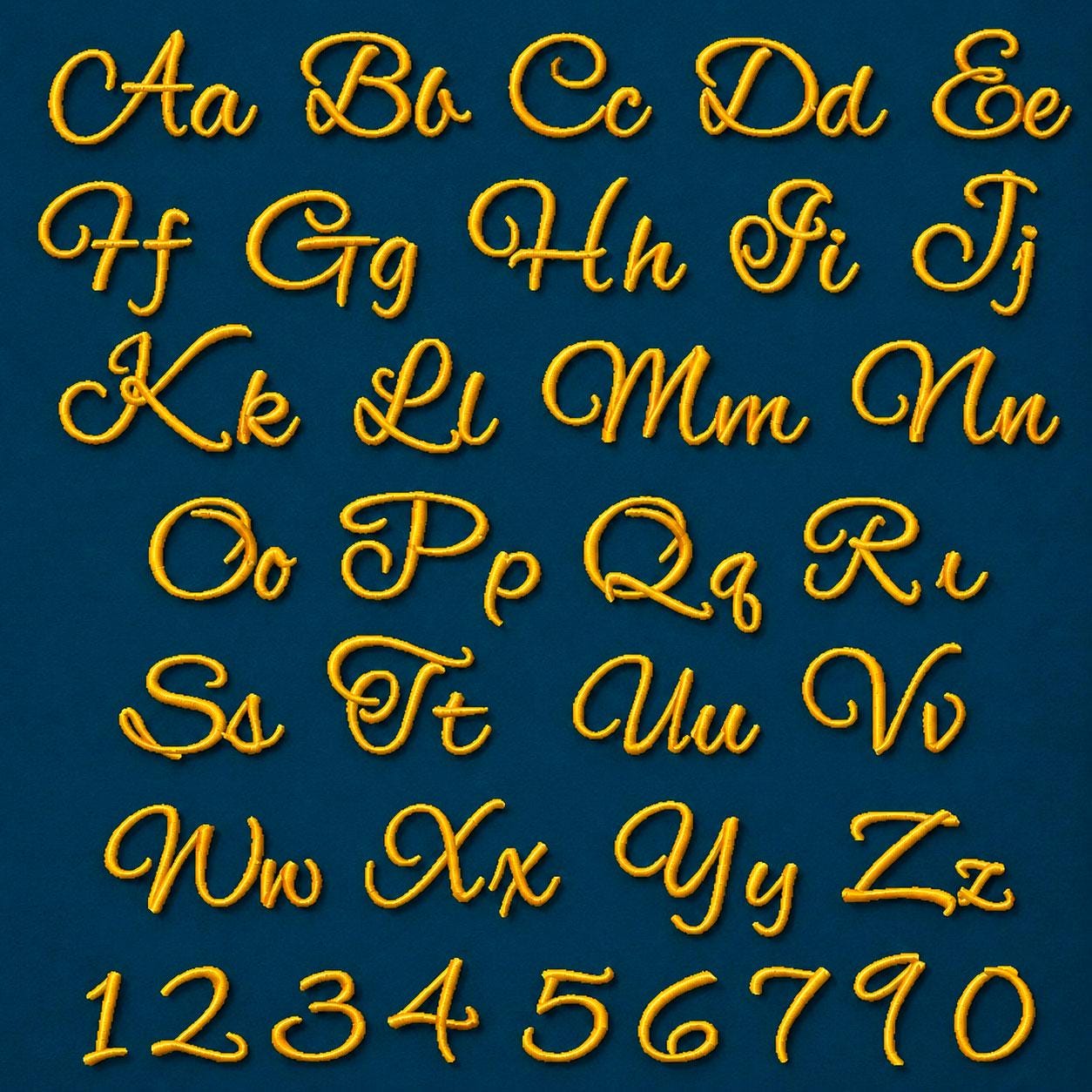 Playful Cursive Embroidery Font Bundle – 11 Sizes, Satin Stitch Script ...