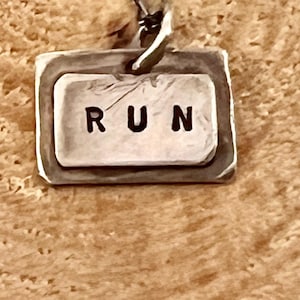 Hand Stamped Sterling Silver RUN 26.2 Marathon Necklace