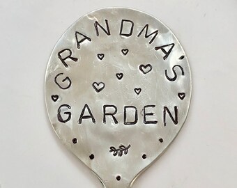 Grandma's Garden Hand Stamped Spoon, garden marker recycled art