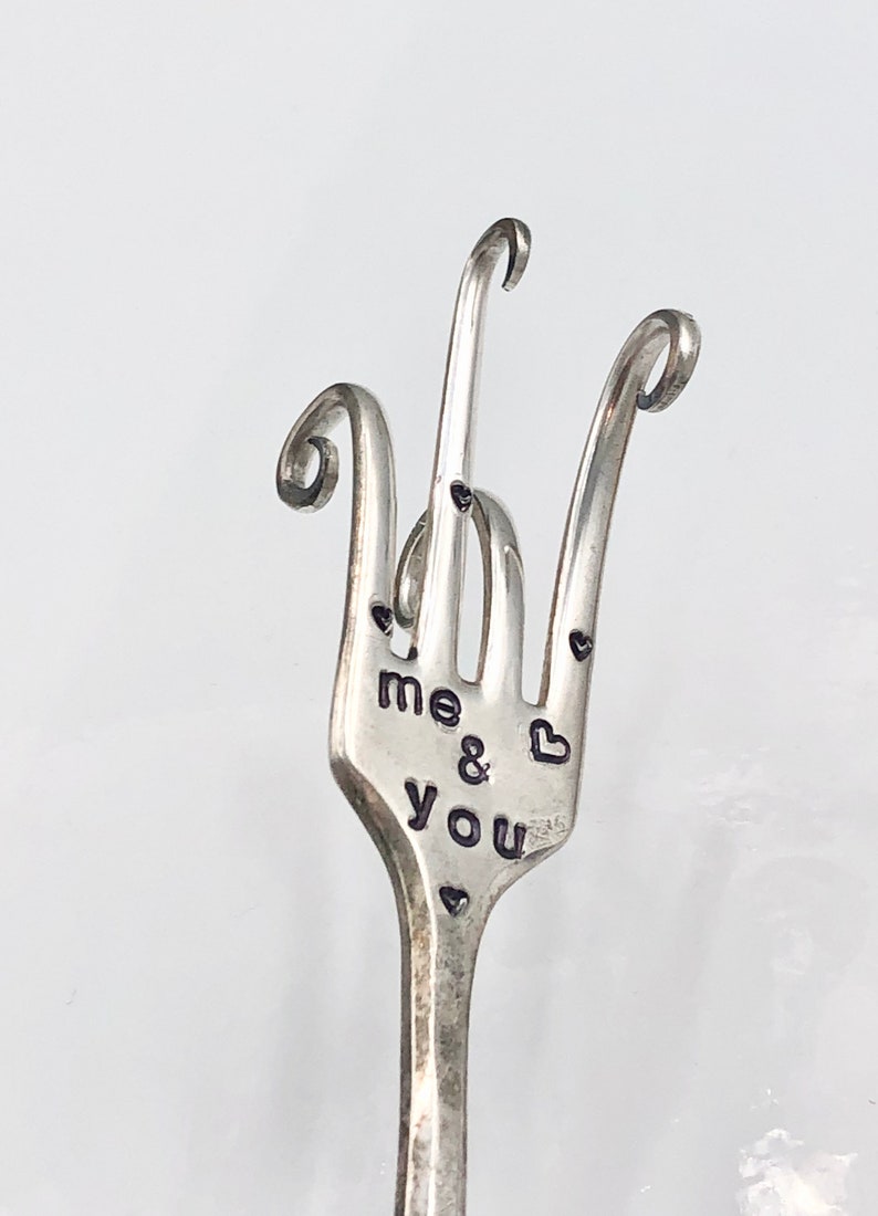 Me & You hand stamped Twisted Fork Garden Art Wedding or Etsy