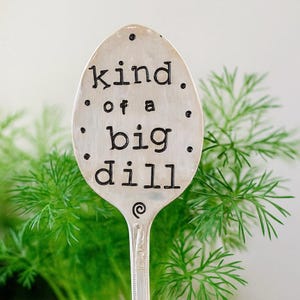 Hand Stamped Herb Marker Spoon: Vintage Silverplate, Funny Garden Gift