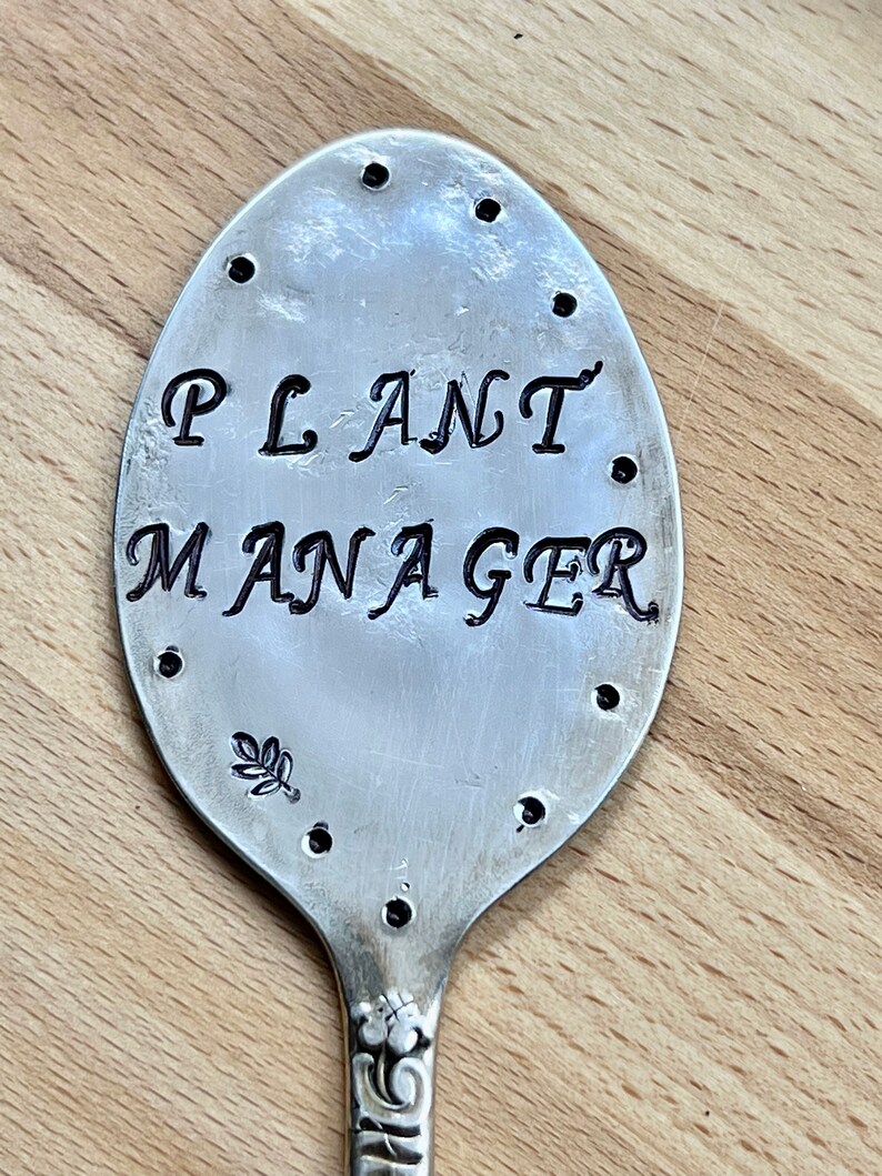 PLANT MANAGER joke Garden Marker Stamped Spoon, Plant Manager Spoon, made In USA, image 6