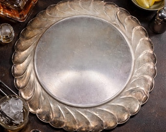 WM Rogers Waverly Silverplate Serving Tray – Mid Century Swirl Edge Platter 16in