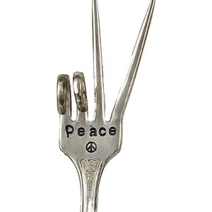 Garden Marker Plant Stake,  PEACE hand stamped Peace Sign, Recycled FORK, Best Selling Item, For Pots or Herb Boxes, Gardening Gift