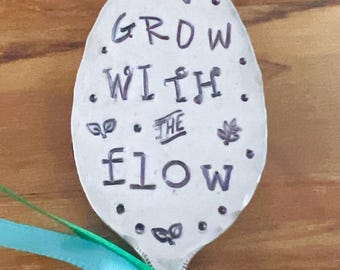 Handmade Spoon Herb Marker: Grow with the Flow, Gardening Gift