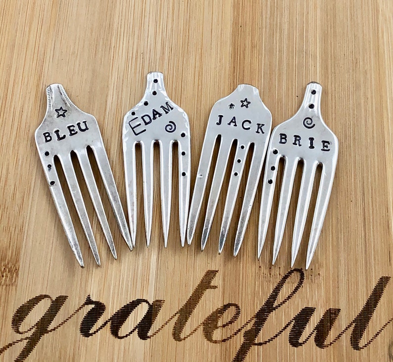 CHEESE Markers set of 4 Wine and Cheese Party hand stamped Etsy