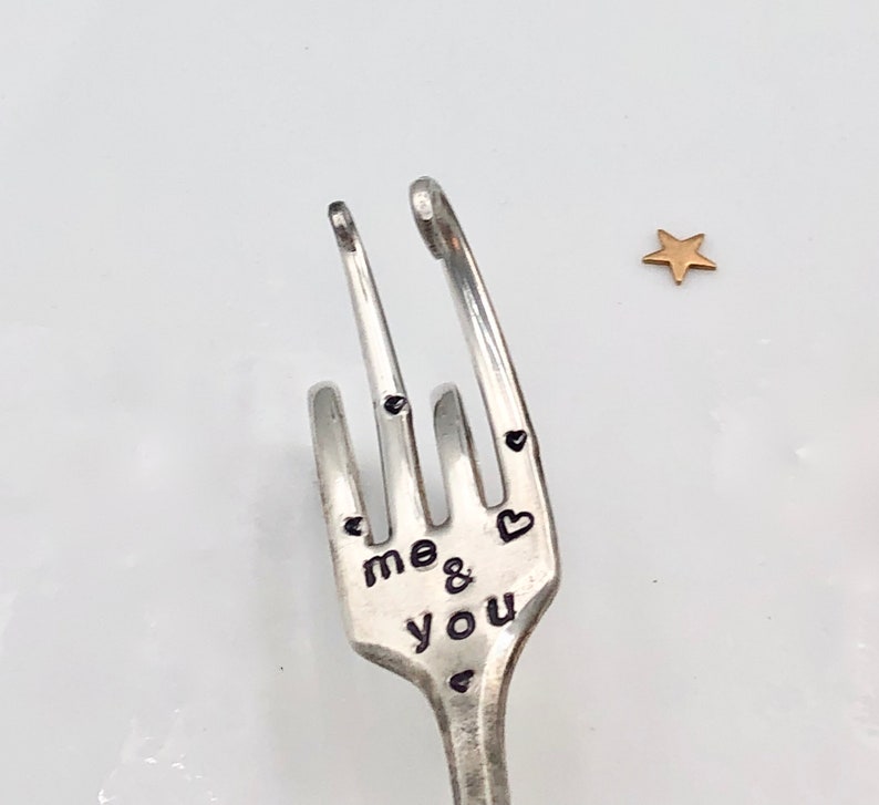 Me & You hand stamped Twisted Fork Garden Art Wedding or Etsy