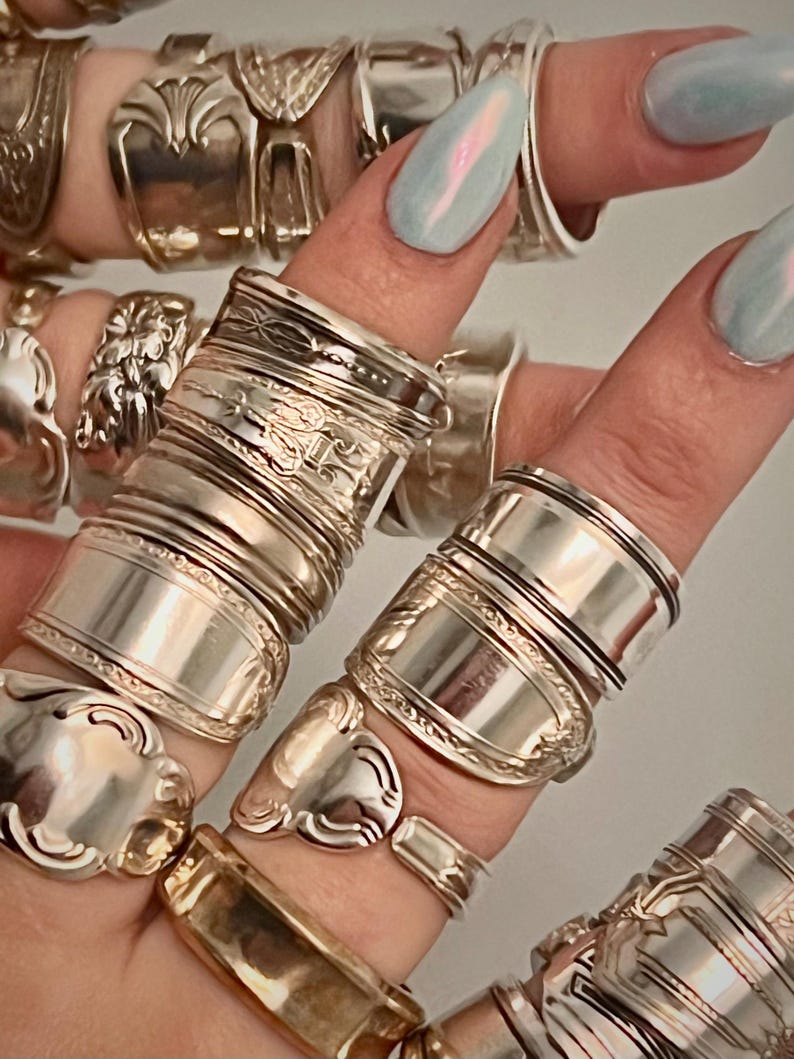 Mystery Silverplate Spoon Ring: Handmade Vintage Silverware Jewelry surprise jewelry zdjęcie 13