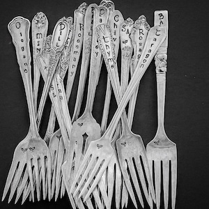 Hand Stamped Vintage Silverware Herb Markers: Custom Garden Decor