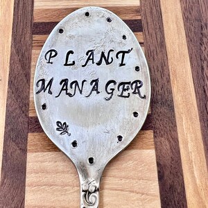 PLANT MANAGER joke Garden Marker Stamped Spoon, Plant Manager Spoon, made In USA, image 2