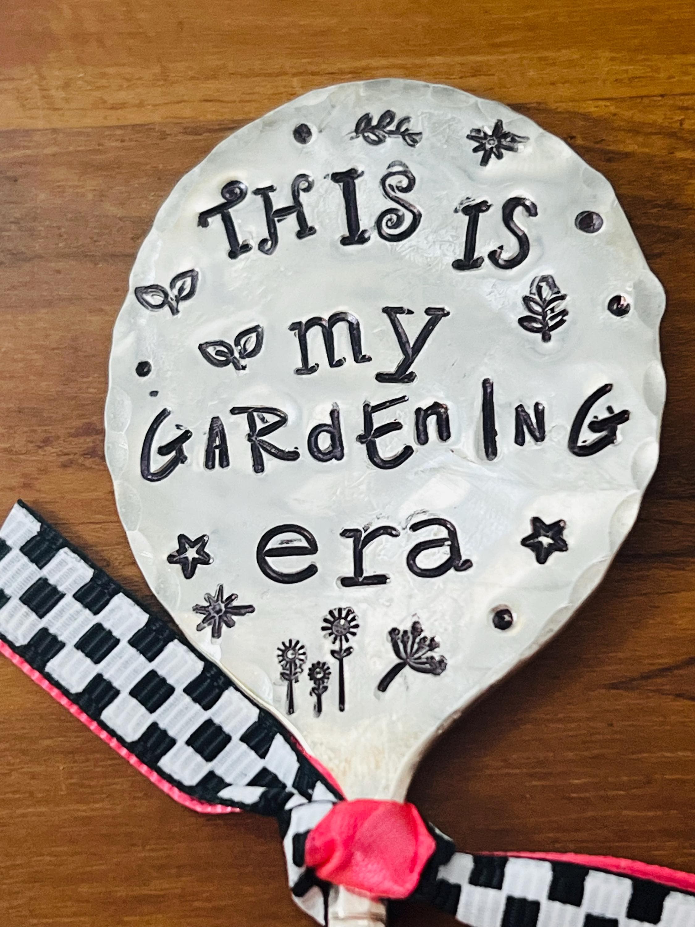 Stamped Silver Plate Garden Marker: "My Gardening Era"
