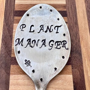 PLANT MANAGER joke Garden Marker Stamped Spoon, Plant Manager Spoon, made In USA, image 3