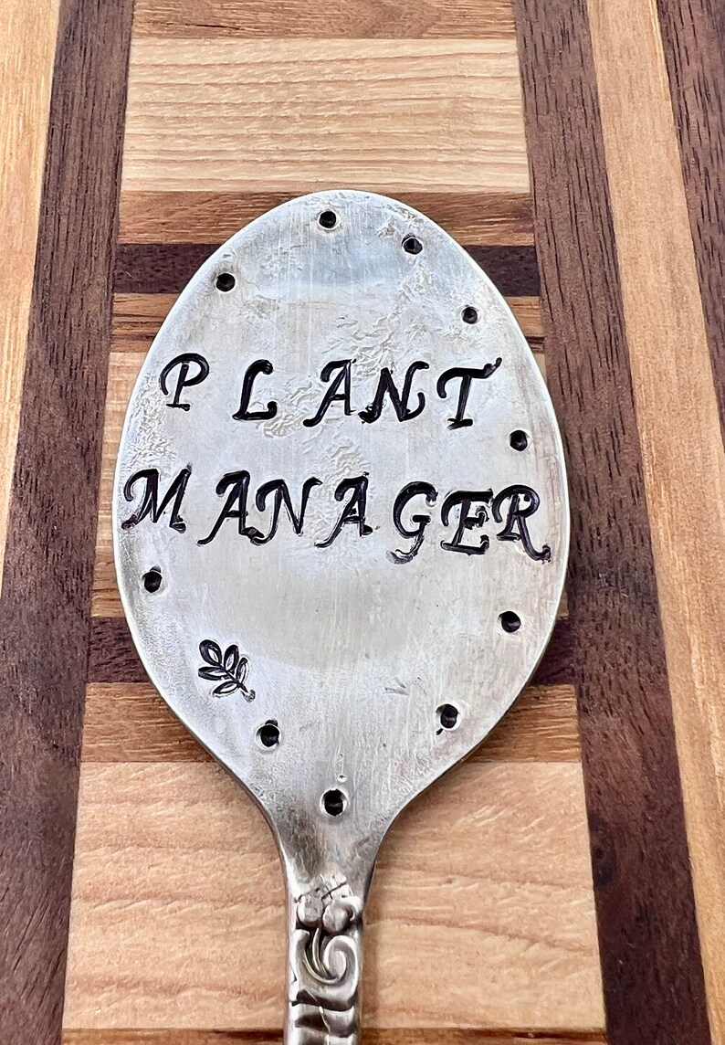 PLANT MANAGER joke Garden Marker Stamped Spoon, Plant Manager Spoon, made In USA, image 3