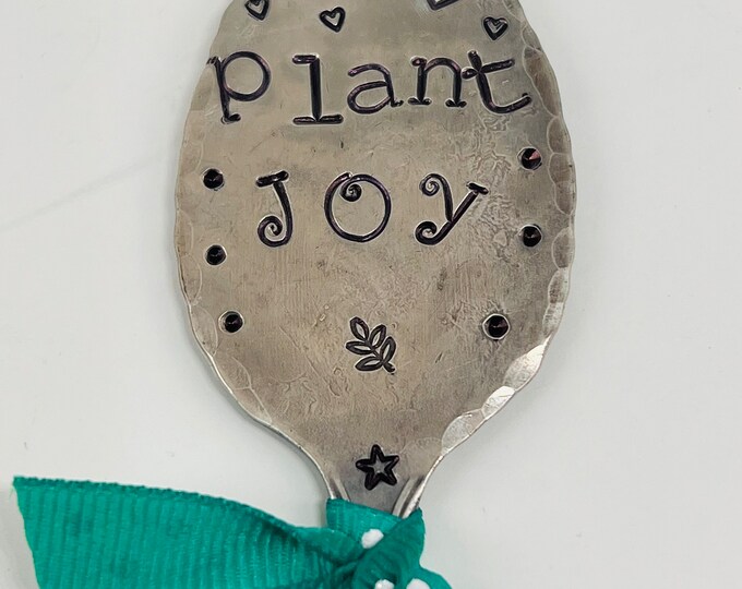 Garden Marker Plant Joy, Made From Recycled Spoon Hand Stamped, Teal ...