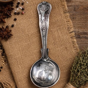 Antique Sheffield EPNS Sauce Ladle, Kings Pattern Gravy Spoon, Vintage British Tableware