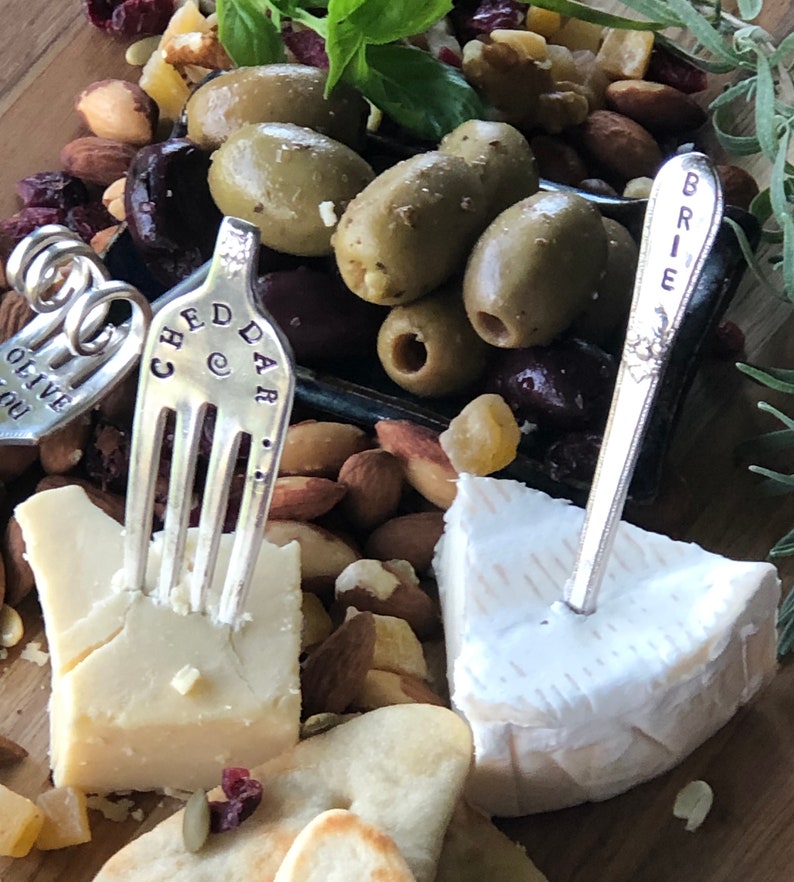 Cheese Markers Set of 4 Silver Plate Recycled Forks Havarti Etsy