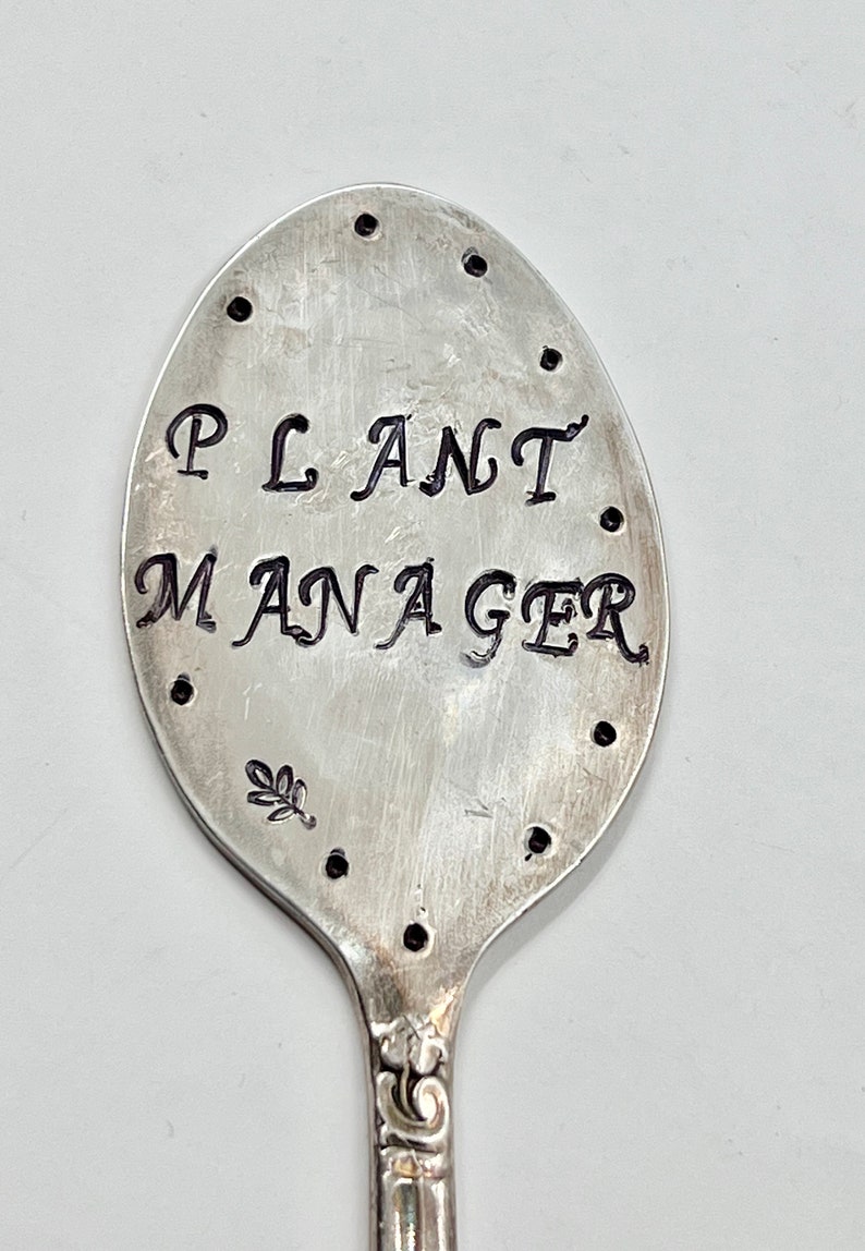 PLANT MANAGER joke Garden Marker Stamped Spoon, Plant Manager Spoon, made In USA, image 5