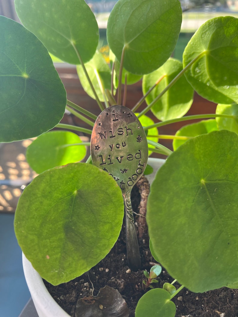 Garden Marker, FRIENDS are the GARDENERS of our SOUL, Stamped Spoon, Gift for girlfriend, Stick in plants herbs or flowers image 10