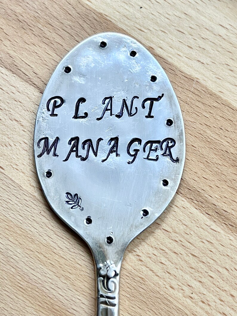 PLANT MANAGER joke Garden Marker Stamped Spoon, Plant Manager Spoon, made In USA, image 8