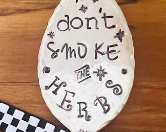 Hand Stamped Herb Marker: Funny Silver Spoon Plant Tag