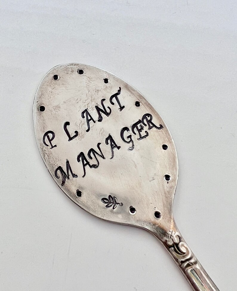 PLANT MANAGER joke Garden Marker Stamped Spoon, Plant Manager Spoon, made In USA, image 4