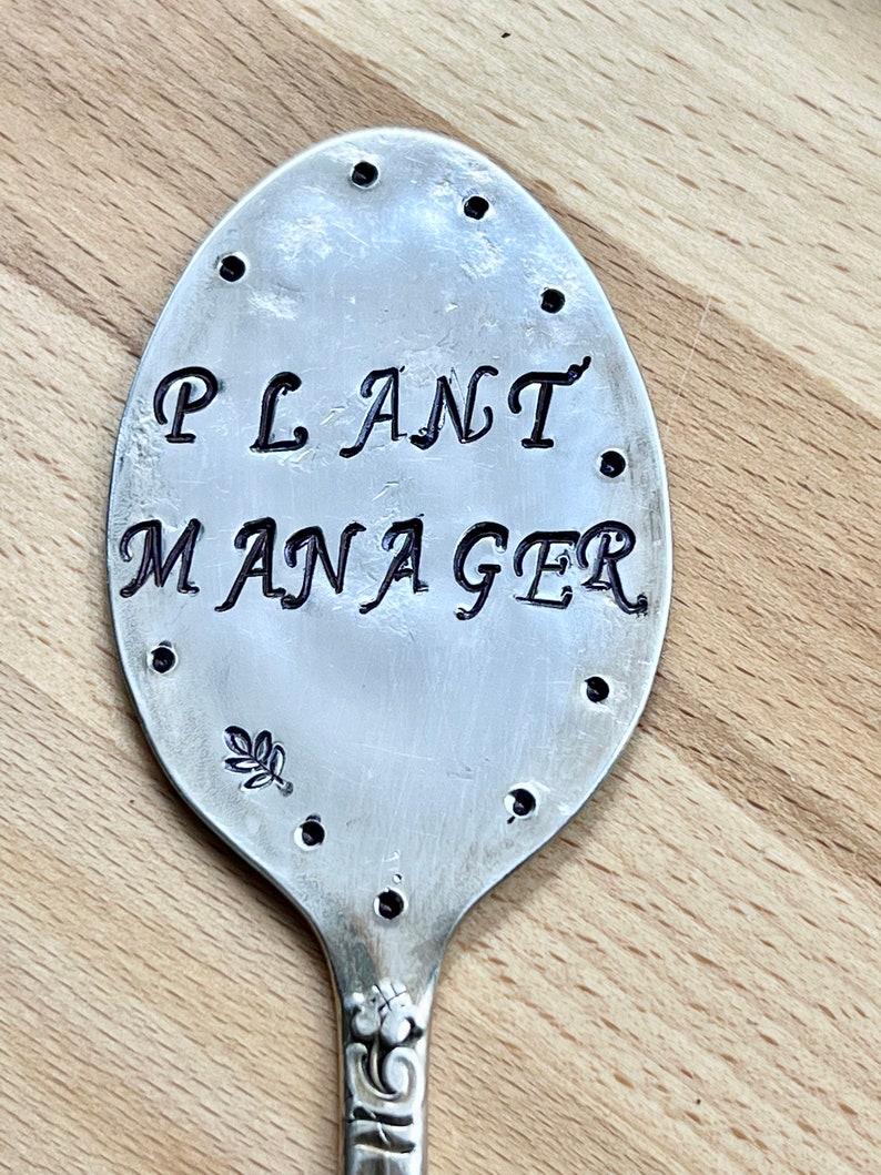 PLANT MANAGER joke Garden Marker Stamped Spoon, Plant Manager Spoon, made In USA, image 7