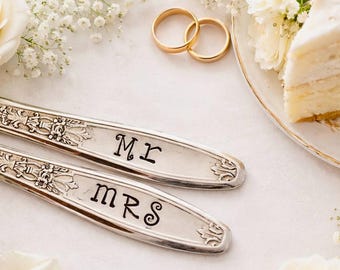 Mr & Mrs Vintage Silverplate Wedding Cake Forks: Photo Prop