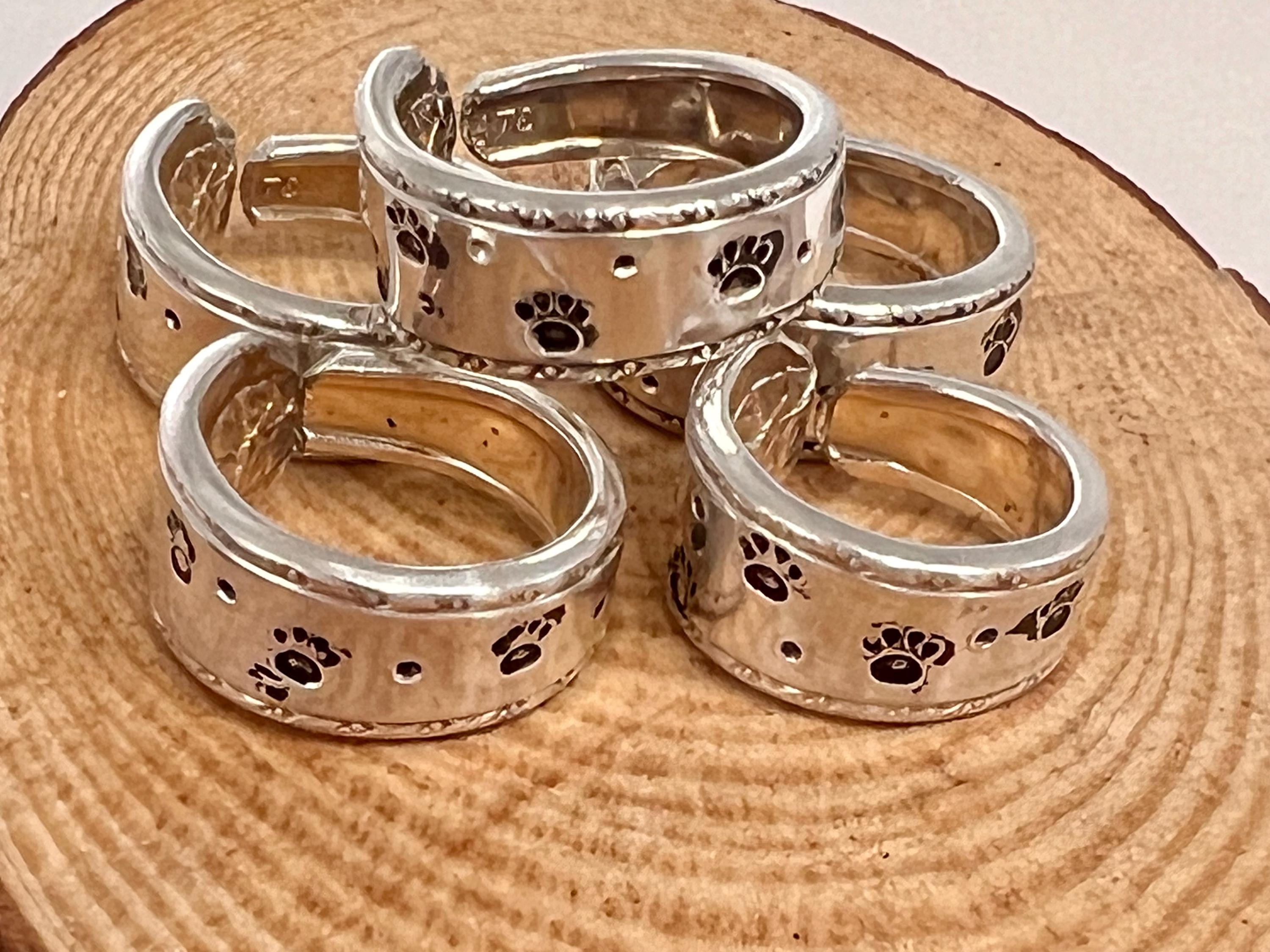 Dog Paw Spoon Ring, Hand Stamped Silver Plate Various Sizes 