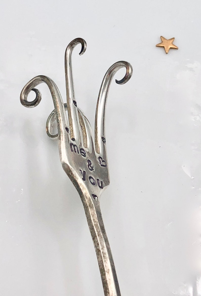 Me & You hand stamped Twisted Fork Garden Art Wedding or Etsy