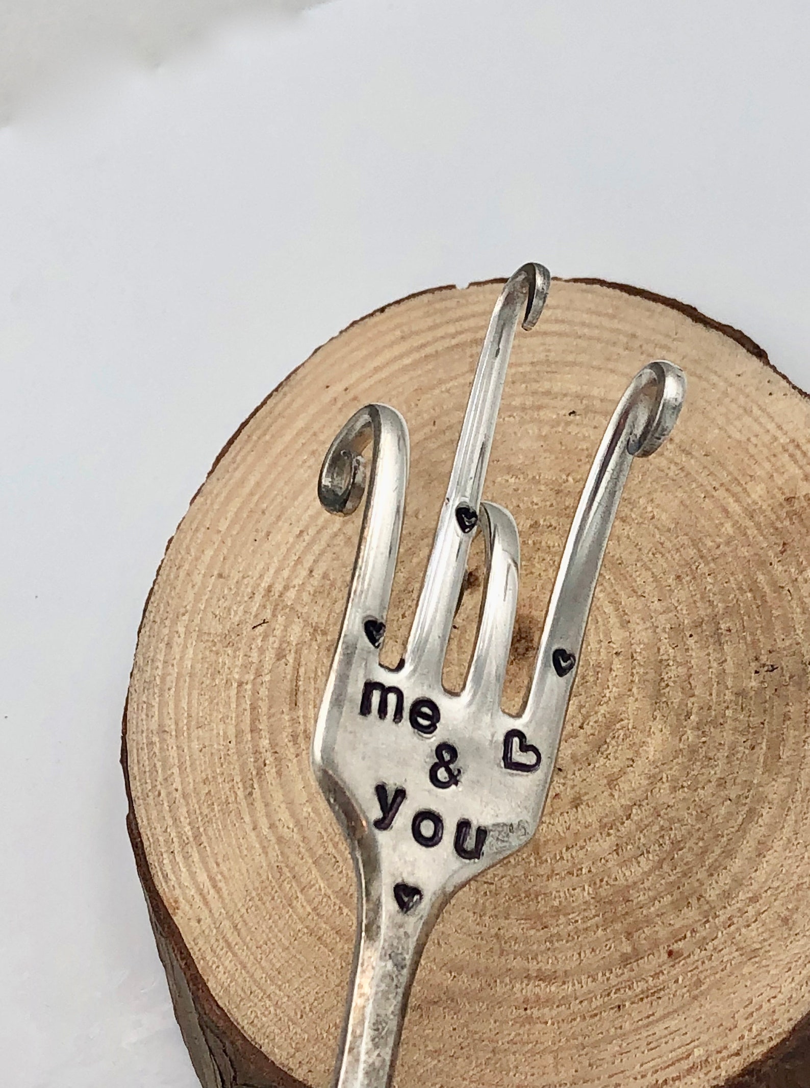 Me & You hand stamped Twisted Fork Garden Art Wedding or Etsy