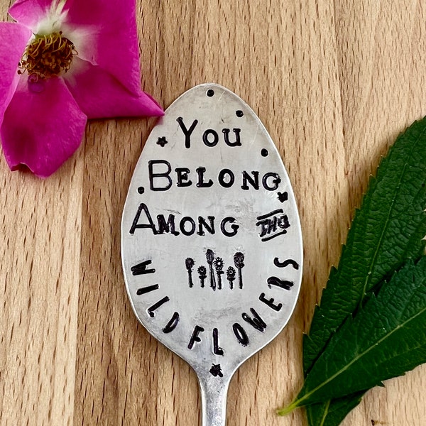 You Belong Among the WILDFLOWERS, Garden Marker tea spoon, Tom Petty song lyrics, rock n roll gift